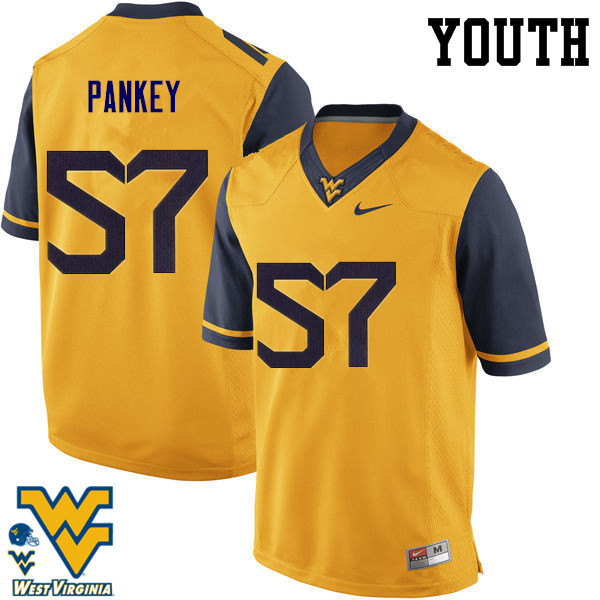 Youth #57 Adam Pankey West Virginia Mountaineers College Football Jerseys-Gold